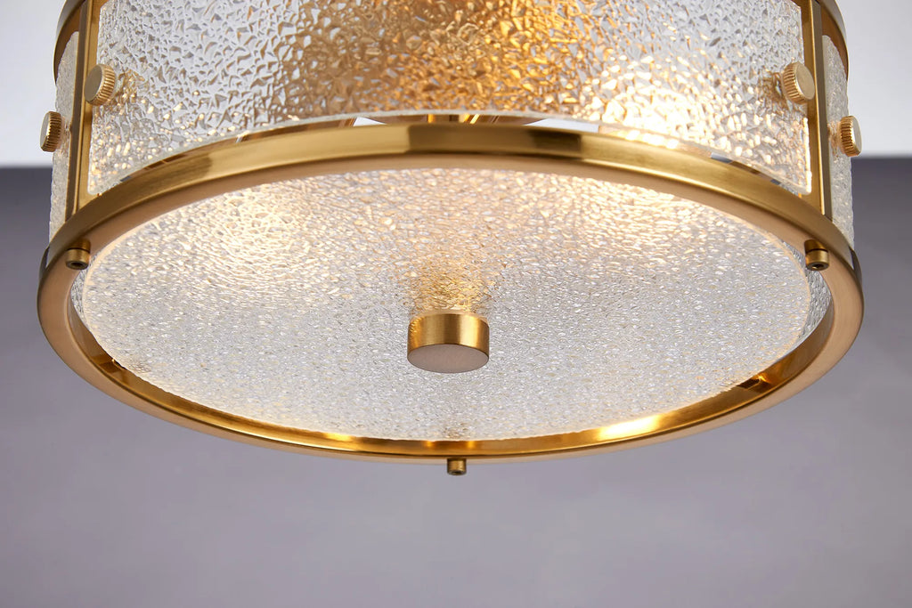 Sherlock 25cm Round Ceiling, 2 Light E14, IP44, Brass with Faux Alabaster Glass