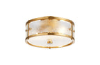 Sherlock 25cm Round Ceiling, 2 Light E14, IP44, Brass with Faux Alabaster Glass