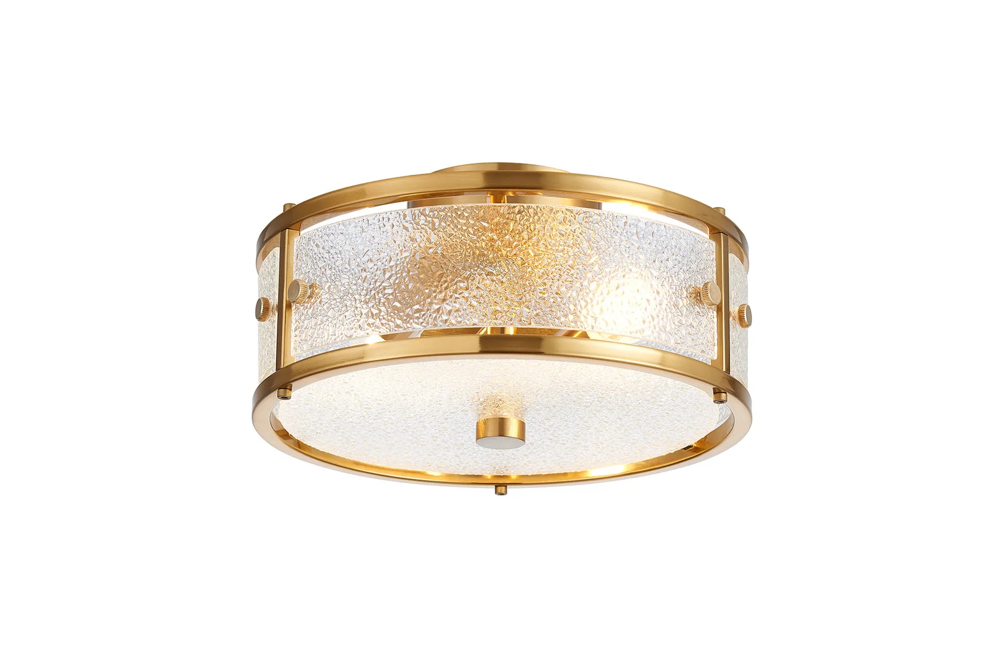 Sherlock 25cm Round Ceiling, 2 Light E14, IP44, Brass with Faux Alabaster Glass