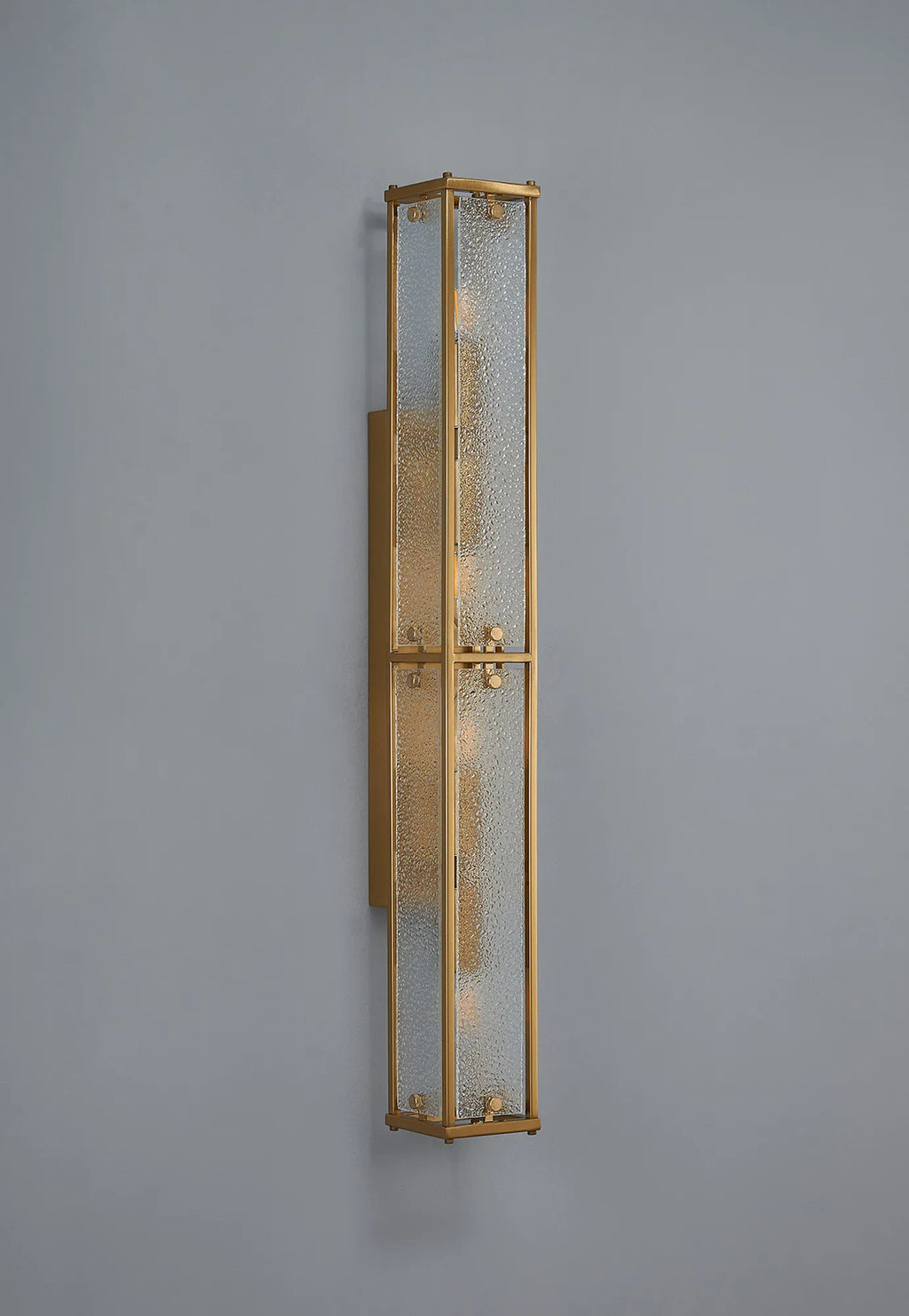 Sherlock 75cm Rectangular Wall Light, 4 Light E14, IP44, Antique Brass with Faux Alabaster Glass