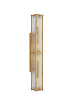 Sherlock 75cm Rectangular Wall Light, 4 Light E14, IP44, Antique Brass with Faux Alabaster Glass