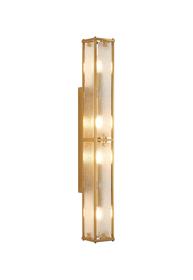 Sherlock 75cm Rectangular Wall Light, 4 Light E14, IP44, Antique Brass with Faux Alabaster Glass