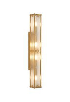 Sherlock 75cm Rectangular Wall Light, 4 Light E14, IP44, Antique Brass with Faux Alabaster Glass