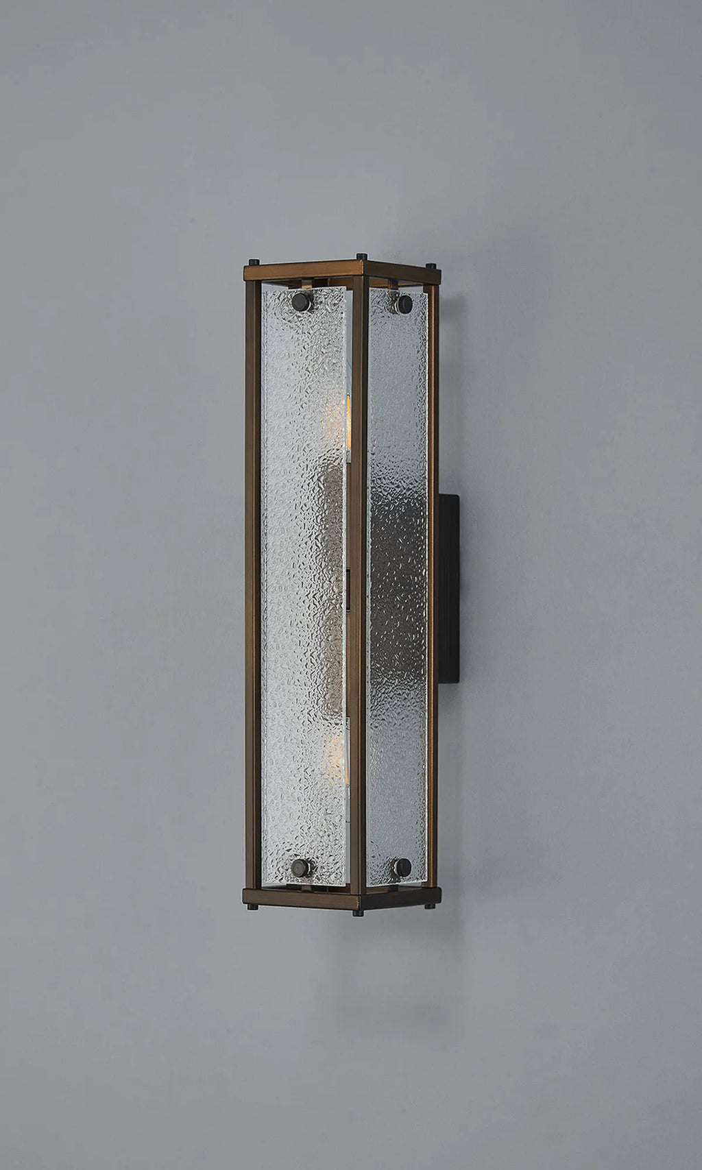 Sherlock 40cm Rectangular Wall Light, 2 Light E14, IP44, Painted Bronze with Faux Alabaster Glass