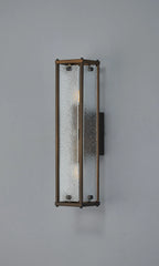 Sherlock 40cm Rectangular Wall Light, 2 Light E14, IP44, Painted Bronze with Faux Alabaster Glass
