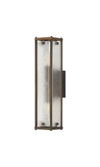 Sherlock 40cm Rectangular Wall Light, 2 Light E14, IP44, Painted Bronze with Faux Alabaster Glass