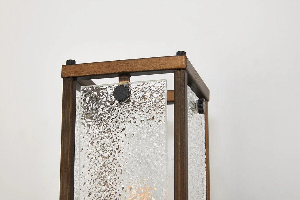 Sherlock 40cm Rectangular Wall Light, 2 Light E14, IP44, Painted Bronze with Faux Alabaster Glass