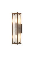 Sherlock 40cm Rectangular Wall Light, 2 Light E14, IP44, Painted Bronze with Faux Alabaster Glass