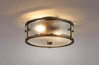 Sherlock 25cm Round Ceiling, 2 Light E14,, IP44, Painted Bronze with Faux Alabaster Glass