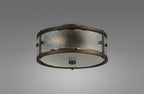 Sherlock 25cm Round Ceiling, 2 Light E14,, IP44, Painted Bronze with Faux Alabaster Glass