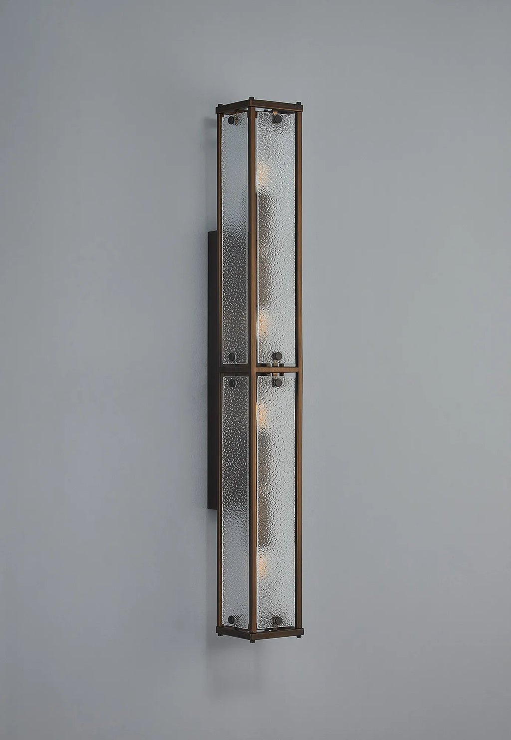 Sherlock 75cm Rectangular Wall Light, 4 Light E14, IP44, Painted Bronze with Faux Alabaster Glass