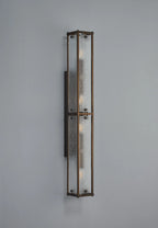 Sherlock 75cm Rectangular Wall Light, 4 Light E14, IP44, Painted Bronze with Faux Alabaster Glass