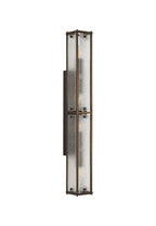 Sherlock 75cm Rectangular Wall Light, 4 Light E14, IP44, Painted Bronze with Faux Alabaster Glass