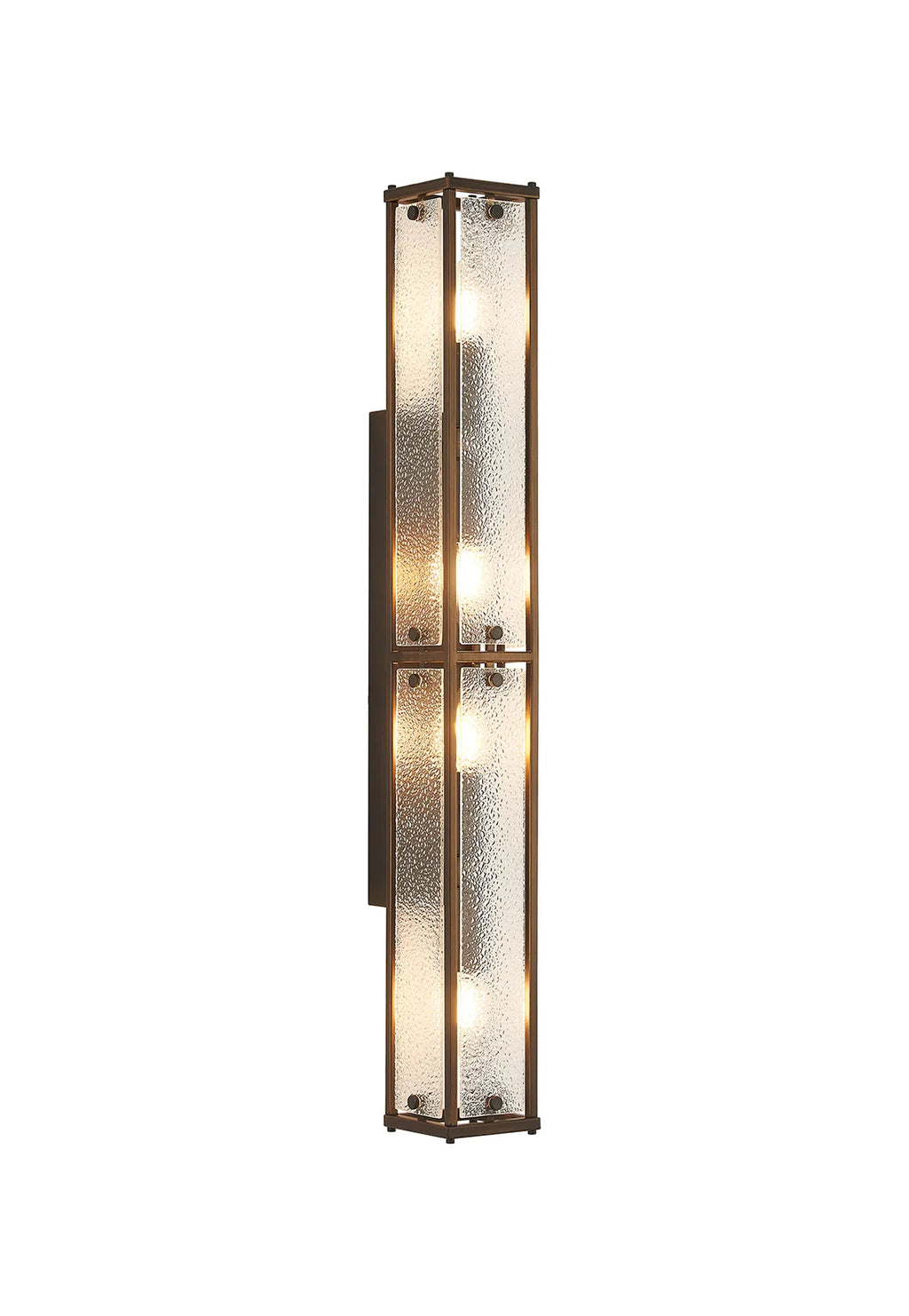 Sherlock 75cm Rectangular Wall Light, 4 Light E14, IP44, Painted Bronze with Faux Alabaster Glass