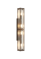 Sherlock 75cm Rectangular Wall Light, 4 Light E14, IP44, Painted Bronze with Faux Alabaster Glass