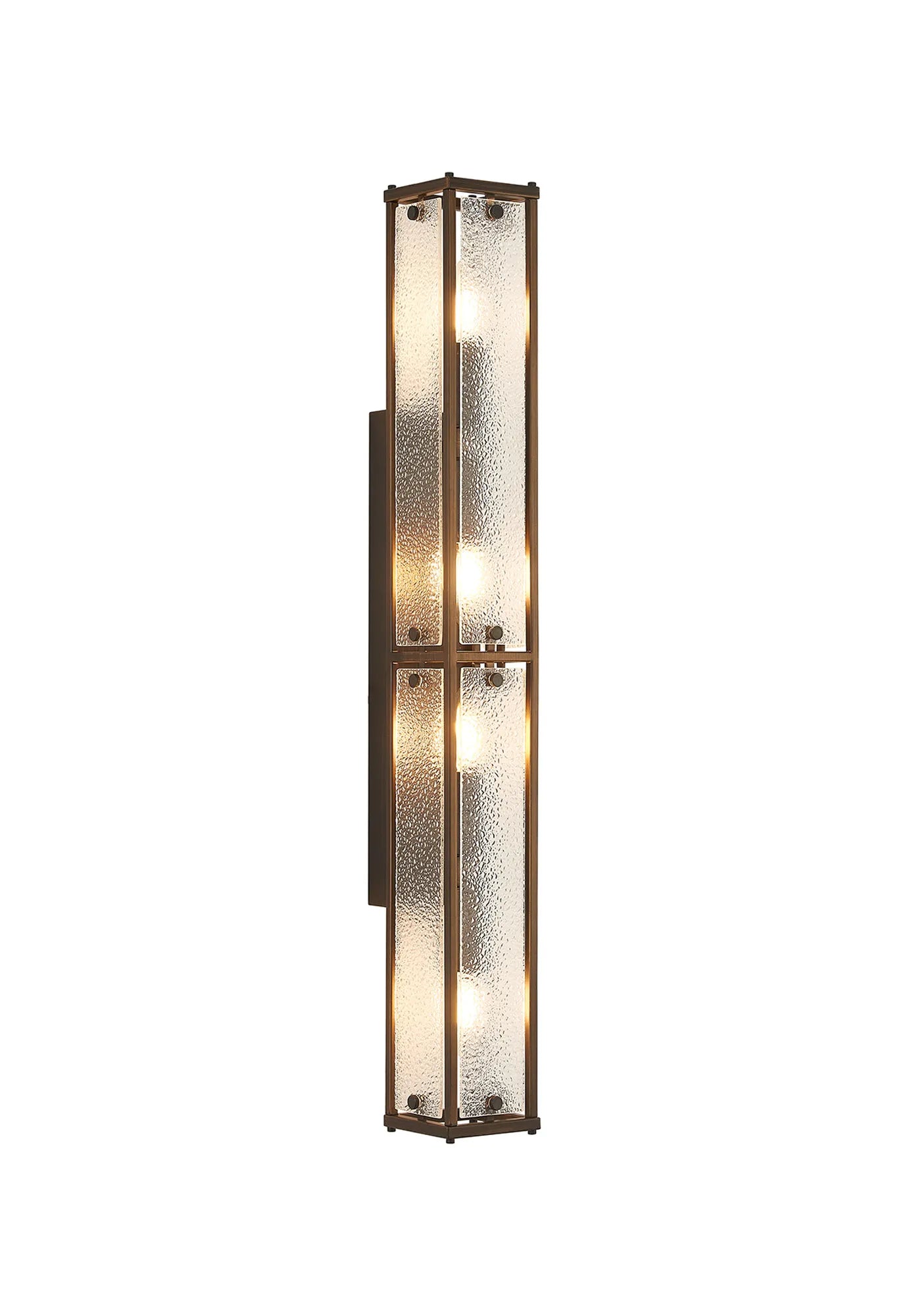 Sherlock 75cm Rectangular Wall Light, 4 Light E14, IP44, Painted Bronze with Faux Alabaster Glass