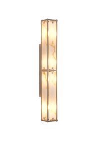 Sherlock 75cm Rectangular Wall Light, 4 Light E14, IP44, Satin Nickel with Faux Alabaster Glass