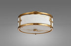 Sherlock 25cm Round Ceiling, 2 Light E14, IP44, Brass with Faux Alabaster Glass