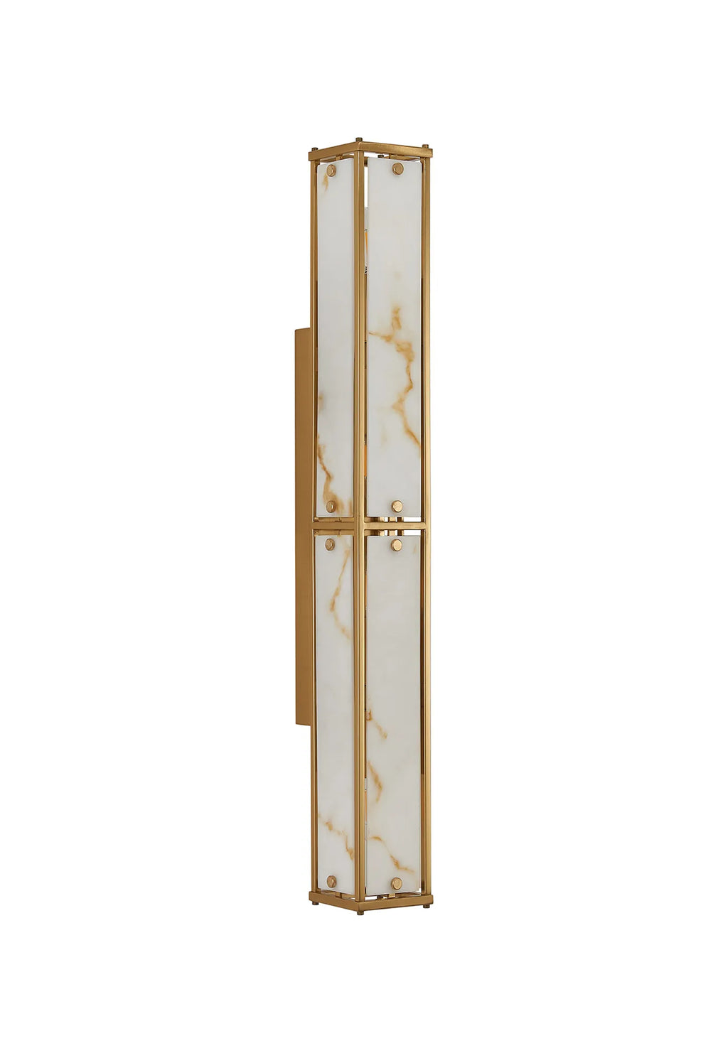 Sherlock 75cm Rectangular Wall Light, 4 Light E14, IP44, Antique Brass with Faux Alabaster Glass