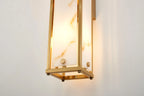 Sherlock 75cm Rectangular Wall Light, 4 Light E14, IP44, Antique Brass with Faux Alabaster Glass
