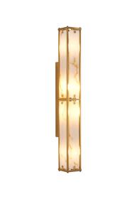 Sherlock 75cm Rectangular Wall Light, 4 Light E14, IP44, Antique Brass with Faux Alabaster Glass