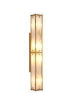 Sherlock 75cm Rectangular Wall Light, 4 Light E14, IP44, Antique Brass with Faux Alabaster Glass