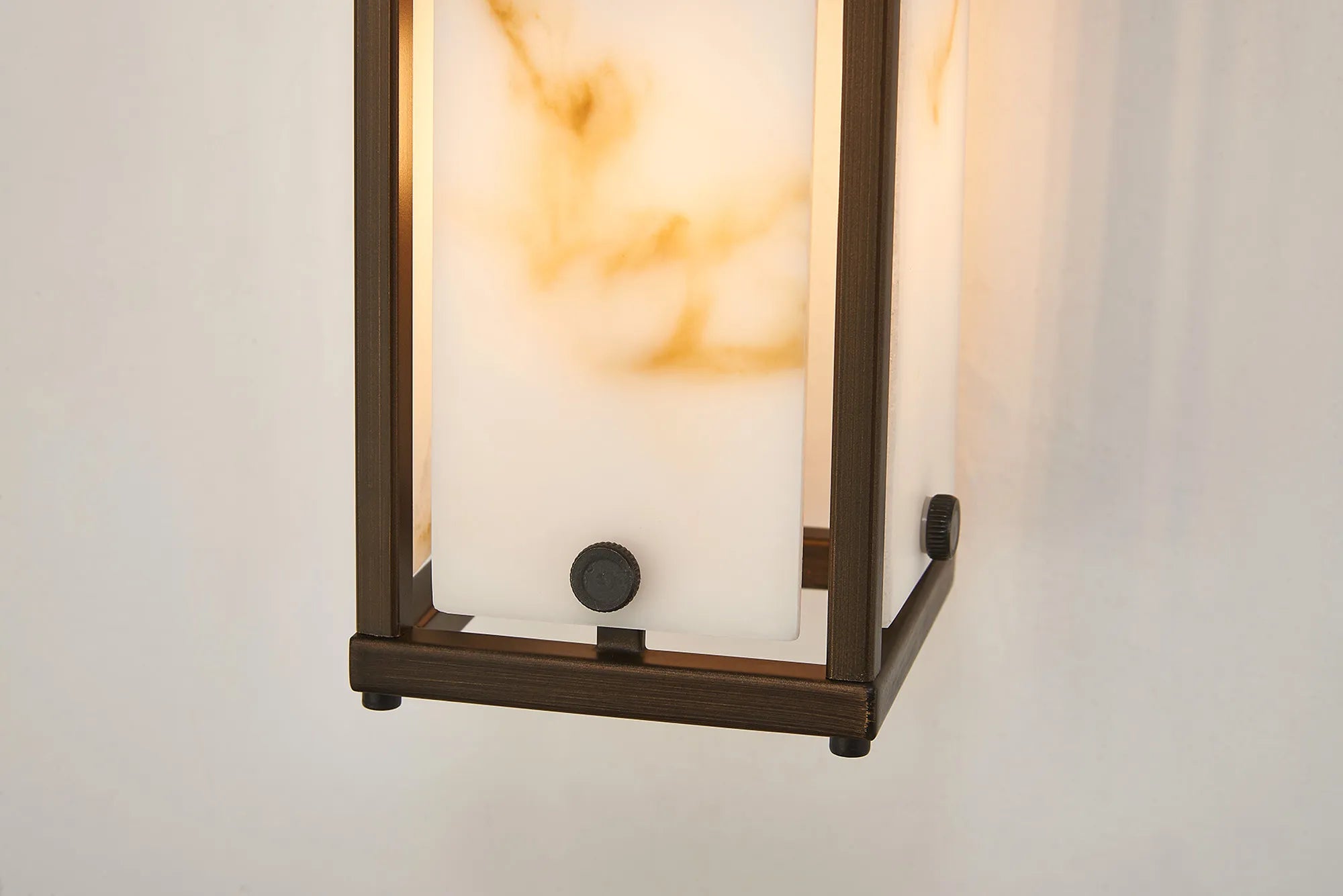 Sherlock 40cm Rectangular Wall Light, 2 Light E14, IP44, Painted Bronze with Faux Alabaster Glass
