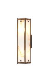 Sherlock 40cm Rectangular Wall Light, 2 Light E14, IP44, Painted Bronze with Faux Alabaster Glass