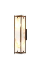 Sherlock 40cm Rectangular Wall Light, 2 Light E14, IP44, Painted Bronze with Faux Alabaster Glass