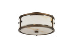 Sherlock 25cm Round Ceiling, 2 Light E14,, IP44, Painted Bronze with Faux Alabaster Glass