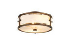 Sherlock 25cm Round Ceiling, 2 Light E14,, IP44, Painted Bronze with Faux Alabaster Glass