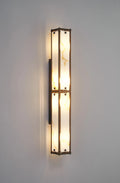 Sherlock 75cm Rectangular Wall Light, 4 Light E14, IP44, Painted Bronze with Faux Alabaster Glass