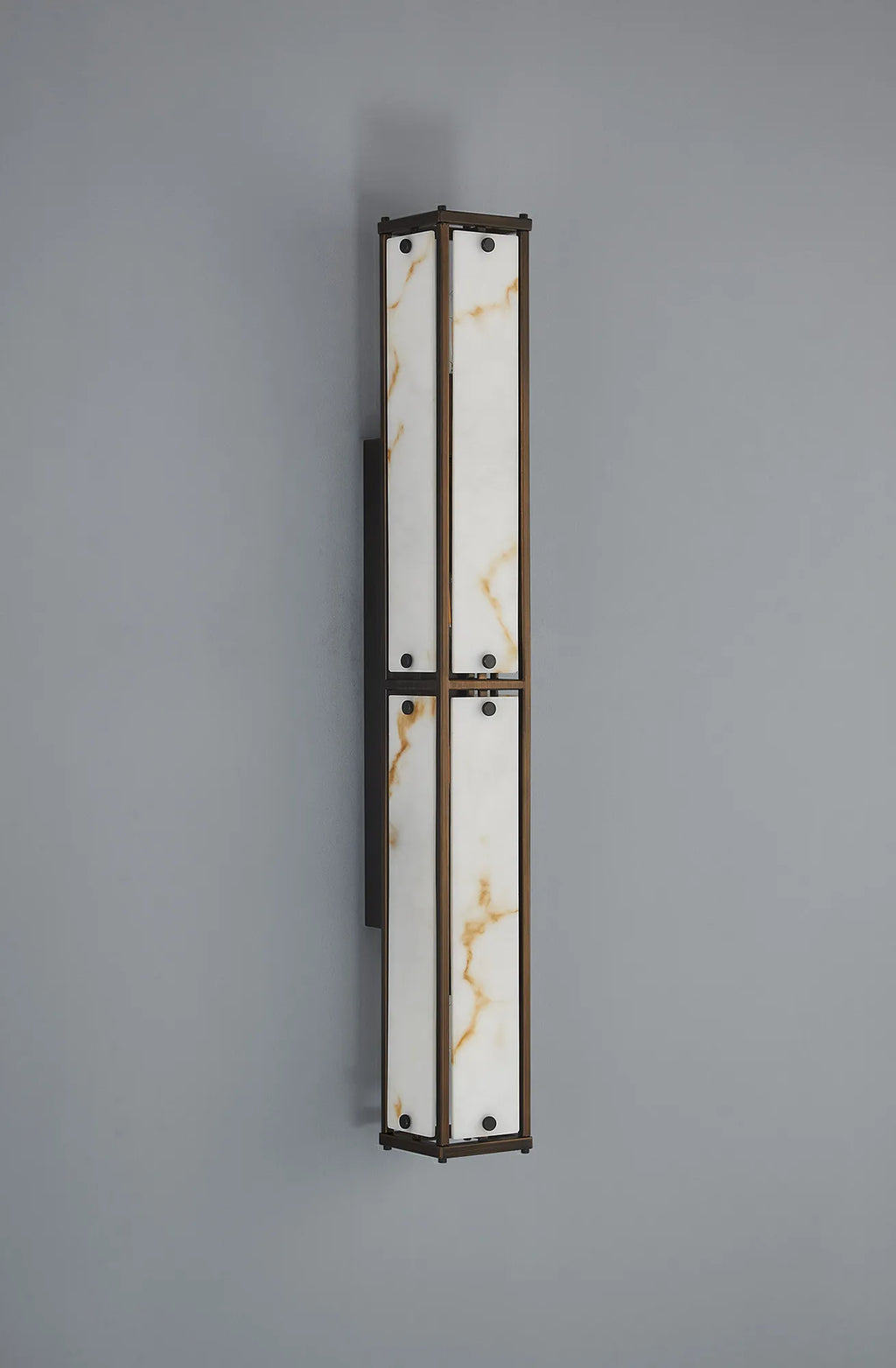 Sherlock 75cm Rectangular Wall Light, 4 Light E14, IP44, Painted Bronze with Faux Alabaster Glass