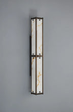 Sherlock 75cm Rectangular Wall Light, 4 Light E14, IP44, Painted Bronze with Faux Alabaster Glass