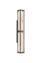 Sherlock 75cm Rectangular Wall Light, 4 Light E14, IP44, Painted Bronze with Faux Alabaster Glass