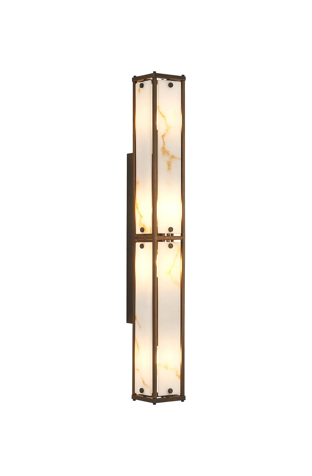 Sherlock 75cm Rectangular Wall Light, 4 Light E14, IP44, Painted Bronze with Faux Alabaster Glass