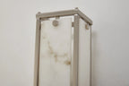Sherlock 40cm Rectangular Wall Light, 2 Light E14, IP44, Satin Nickel with Faux Alabaster Glass