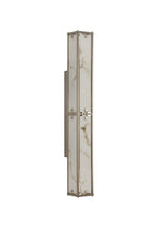 Sherlock 75cm Rectangular Wall Light, 4 Light E14, IP44, Satin Nickel with Faux Alabaster Glass