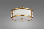 Sherlock 25cm Round Ceiling, 2 Light E14, IP44, Brass with Faux Alabaster Glass