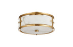 Sherlock 25cm Round Ceiling, 2 Light E14, IP44, Brass with Faux Alabaster Glass
