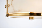 Sherlock 25cm Round Ceiling, 2 Light E14, IP44, Brass with Faux Alabaster Glass