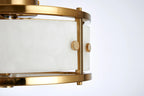 Sherlock 25cm Round Ceiling, 2 Light E14, IP44, Brass with Faux Alabaster Glass