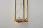 Sherlock 75cm Rectangular Wall Light, 4 Light E14, IP44, Antique Brass with Faux Alabaster Glass