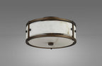 Sherlock 25cm Round Ceiling, 2 Light E14,, IP44, Painted Bronze with Faux Alabaster Glass