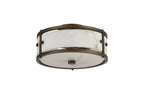 Sherlock 25cm Round Ceiling, 2 Light E14,, IP44, Painted Bronze with Faux Alabaster Glass