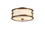 Sherlock 25cm Round Ceiling, 2 Light E14,, IP44, Painted Bronze with Faux Alabaster Glass
