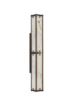 Sherlock 75cm Rectangular Wall Light, 4 Light E14, IP44, Painted Bronze with Faux Alabaster Glass