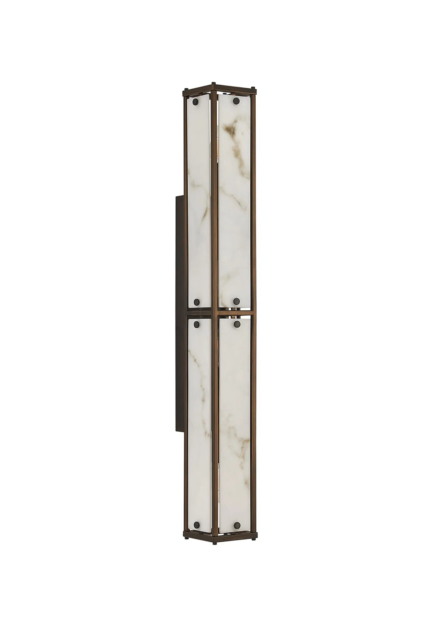 Sherlock 75cm Rectangular Wall Light, 4 Light E14, IP44, Painted Bronze with Faux Alabaster Glass