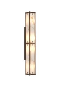 Sherlock 75cm Rectangular Wall Light, 4 Light E14, IP44, Painted Bronze with Faux Alabaster Glass