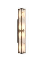 Sherlock 75cm Rectangular Wall Light, 4 Light E14, IP44, Painted Bronze with Faux Alabaster Glass